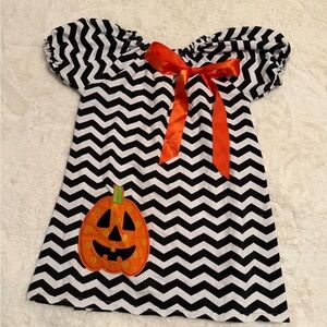 Halloween Kids Chevron Pumpkin Costume Dress 4T